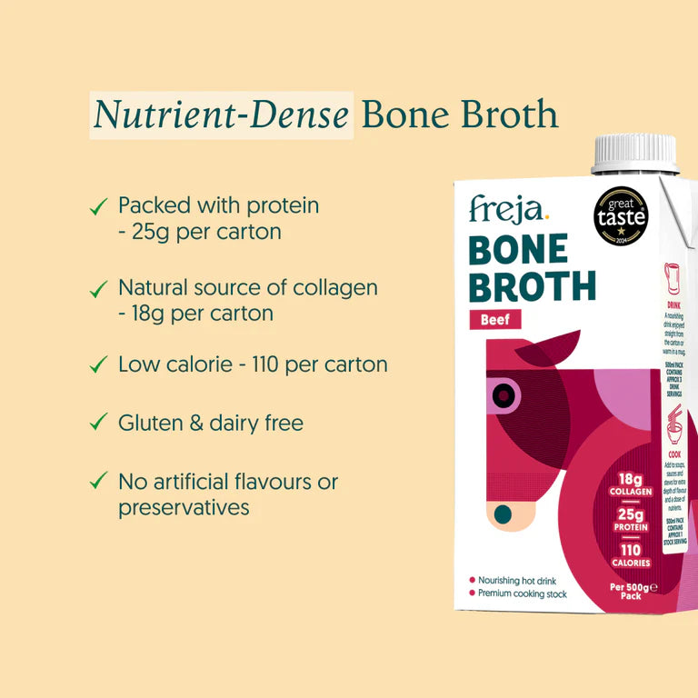 Freja Sipping Bone Broth - Classic Beef